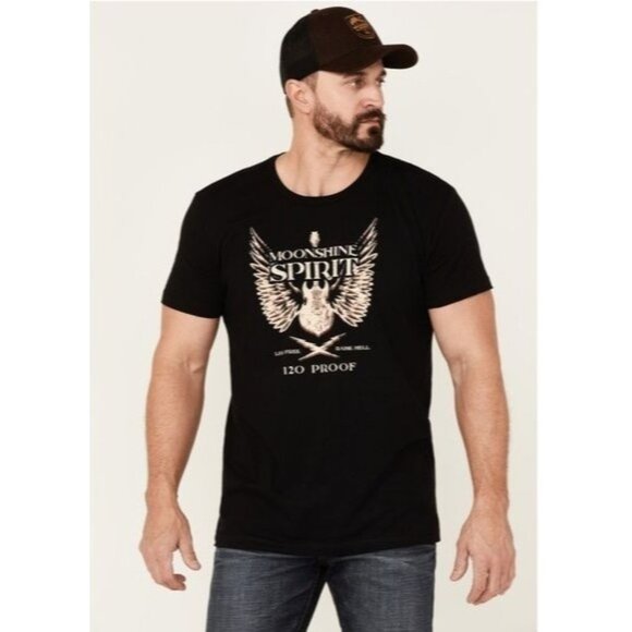 Moonshine Spirit By Brad Paisley Black Graphic T-Shirt M 100% Cotton Mens Casual - Picture 7 of 11